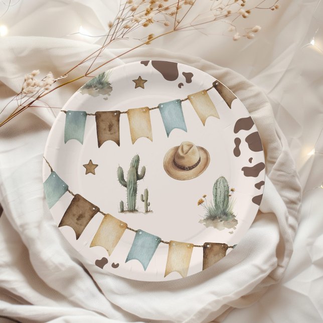 Wild West Boy First Rodeo 1st birthday party Paper Plate (Creator Uploaded)