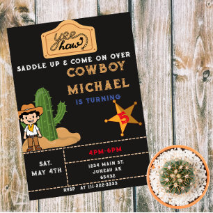 Wild West Cactus Birthday Boy  Magnetic Invitation
