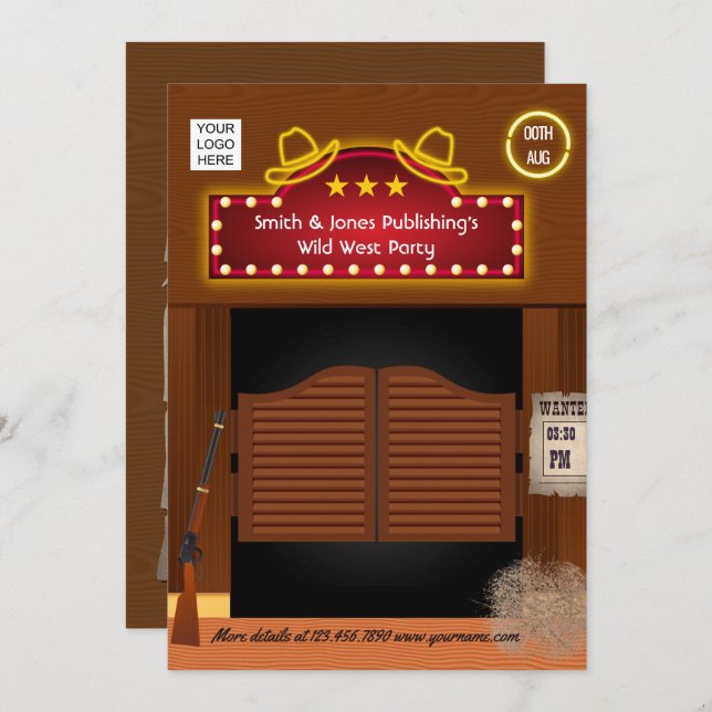 Wild West Corporate Function invitation (Front/Back)