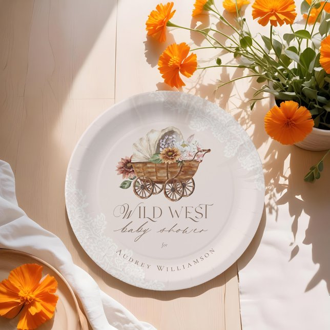 Wild West Country Western Floral Wagon Baby Shower Paper Plate (Wild West Country Western Floral Wagon Baby Shower Paper Plates)