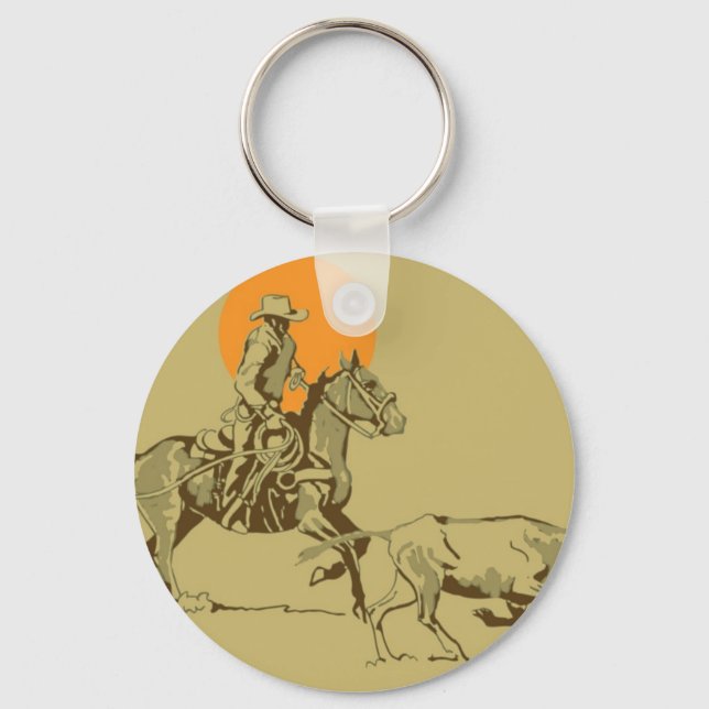 Wild West Cowboy at work Key Ring (Front)