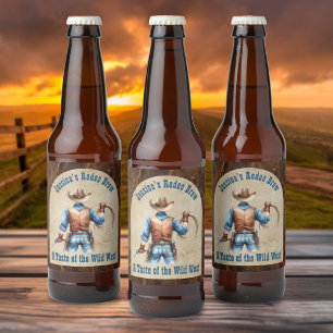 Wild West Cowboy Beer Bottle Label