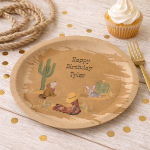 Wild West Cowboy Birthday Desert Party Paper Plate