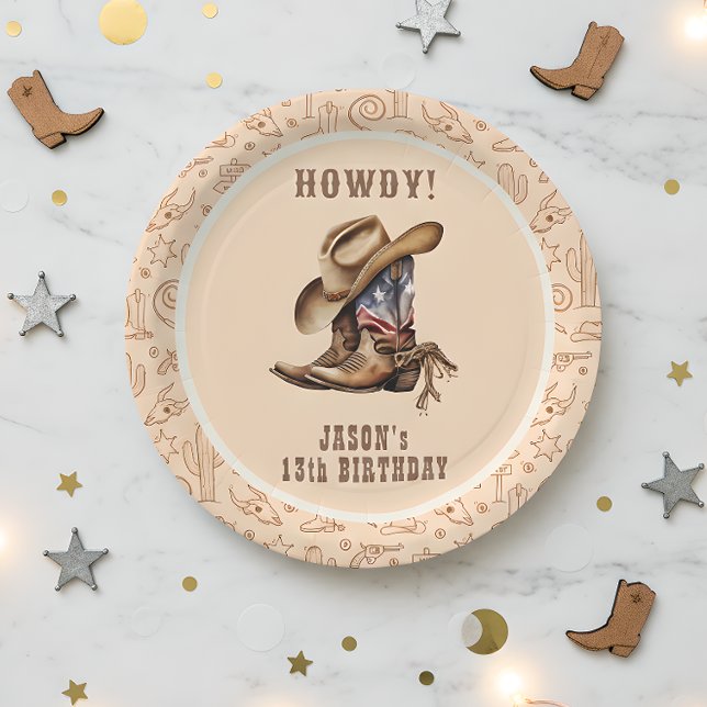 Wild west cowboy birthday paper plate (Creator Uploaded)