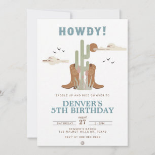 Wild West Cowboy Birthday Party Invitation