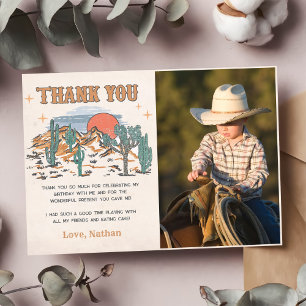 Wild West Cowboy Birthday Party Photo Thank You Card