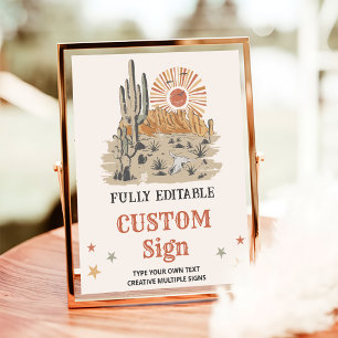 Wild West Cowboy Birthday Party Table Sign