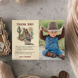 Wild West Cowboy Birthday Party Thank You Card