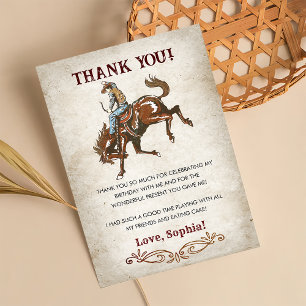 Wild West Cowboy Birthday Party Thank You Card