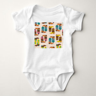 Wild West Cowboy Boots: Fashion Concept Pattern Baby Bodysuit