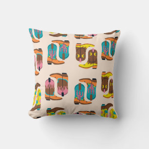 Wild West Cowboy Boots: Fashion Concept Pattern Cushion