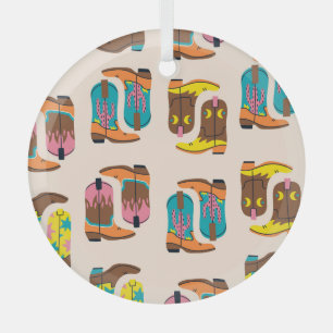 Wild West Cowboy Boots: Fashion Concept Pattern Glass Tree Decoration