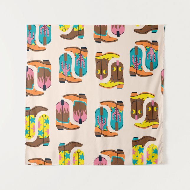 Wild West Cowboy Boots: Fashion Concept Pattern Tapestry (Front)