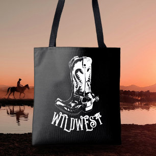 Wild west cowboy boots tote bag