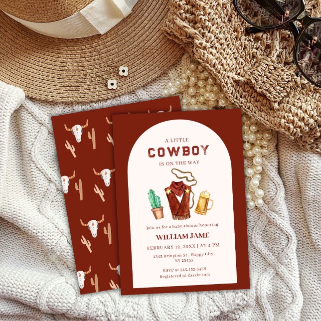 Wild West Cowboy Cactus Beer Baby Shower Invitation (Wild West Cowboy Cactus Beer Baby Shower Invitation)