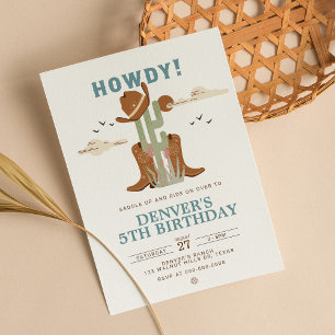 Wild West Cowboy Hat Boots Western Birthday Party Invitation