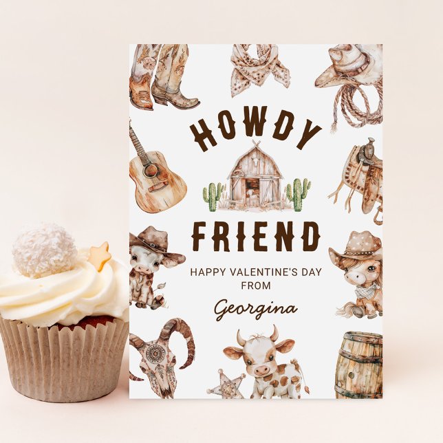 Wild West Cowboy Kids Valentines Day Holiday Card (Creator Uploaded)