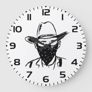 Wild West Cowboy Outlaw Bandit Large Clock