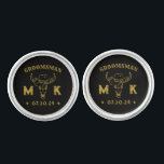 Wild West Cowboy Personalised Monogram Groomsmen Cufflinks<br><div class="desc">Personalised gifts for groomsmen with old western cowboy theme. Decorated with cowboy hat with vintage western font. Text and background colour are editable using the Design Tool to fit your occasion. Get this customise gift for wedding,  bachelor party,  engagement party or any other special occasions.</div>