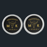 Wild West Cowboy Personalised Monogram Groomsmen Cufflinks<br><div class="desc">Personalised gifts for groomsmen with old western cowboy theme. Decorated with cowboy hat with vintage western font. Text and background colour are editable using the Design Tool to fit your occasion. Get this customise gift for wedding,  bachelor party,  engagement party or any other special occasions.</div>