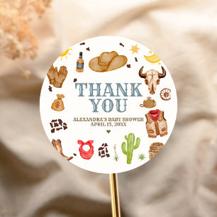 Wild West Cowboy Rodeo Baby Shower Classic Round Sticker