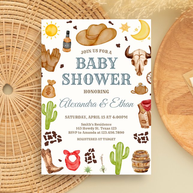 Wild West Cowboy Rodeo Baby Shower Invitation (Cowboy Western Rodeo Ranch Baby Shower Invitation)