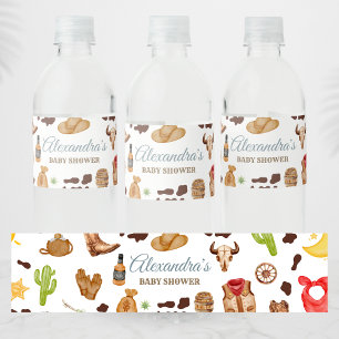 Wild West Cowboy Rodeo Baby Shower Water Bottle Label