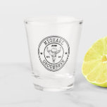 Wild West Cowboy Rustic Logo Customised Groomsmen Shot Glass<br><div class="desc">Personalised gifts for groomsmen with western cowboy theme. Decorated with cowboy hat with vintage western font. Text and colour are editable using the Design Tool to fit your occasion. Get this customise gift for wedding,  bachelor party,  engagement party or any other special occasions.</div>