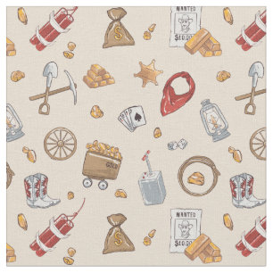 Wild West cowboy vintage gold mining Fabric