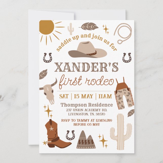 Wild West Cowboy Western 1st Party Birthday Invitation (Front)