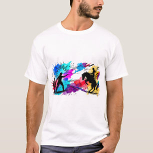 Wild West Cowboys Colourful Watercolor Art T-Shirt