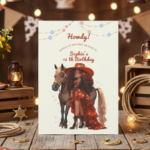 Wild west cowgirl birthday invitation