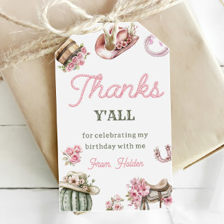 Wild West Cowgirl Birthday Party Thank You Gift Tags