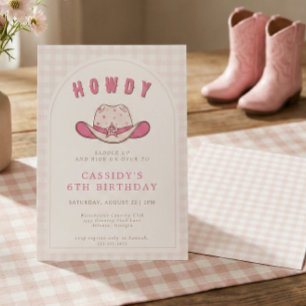 Wild West Cowgirl Country Western 6th Birthday Invitation