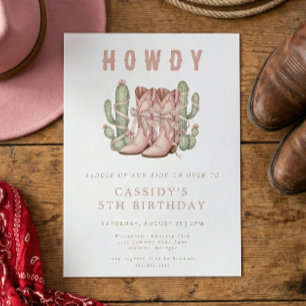 Wild West Cowgirl Country Western Birthday Party Invitation