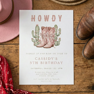 Wild West Cowgirl Country Western Birthday Party Invitation
