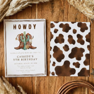 Wild West Cowgirl Country Western Birthday Party Invitation
