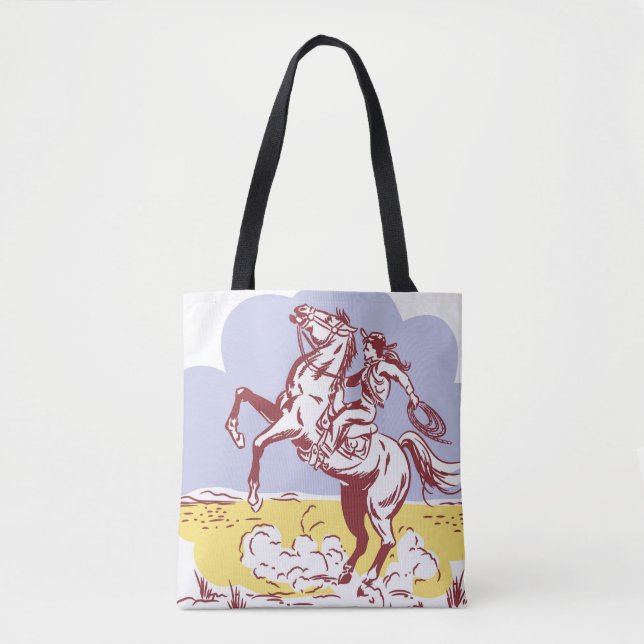 Wild West Cowgirl: Vintage Line Drawing. Tote Bag (Front)