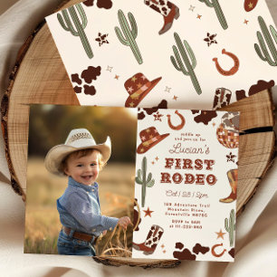 Wild west First Rodeo 1st Birthday party Invitation