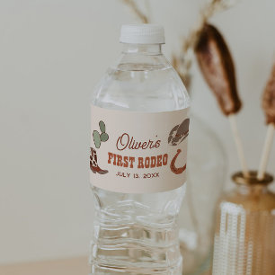Wild West First Rodeo Birthday  Water Bottle Label