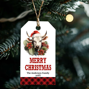 Wild West gift tag red green editable holiday tag