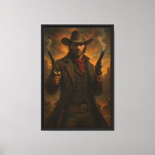 Wild West Gunslinger Cowboy Canvas Print