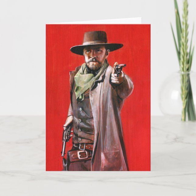 Wild West Gunslinger Greetings Card (Front)