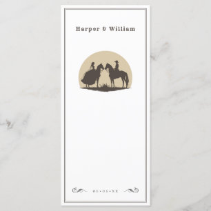 Wild west horseback cowboy wedding menu