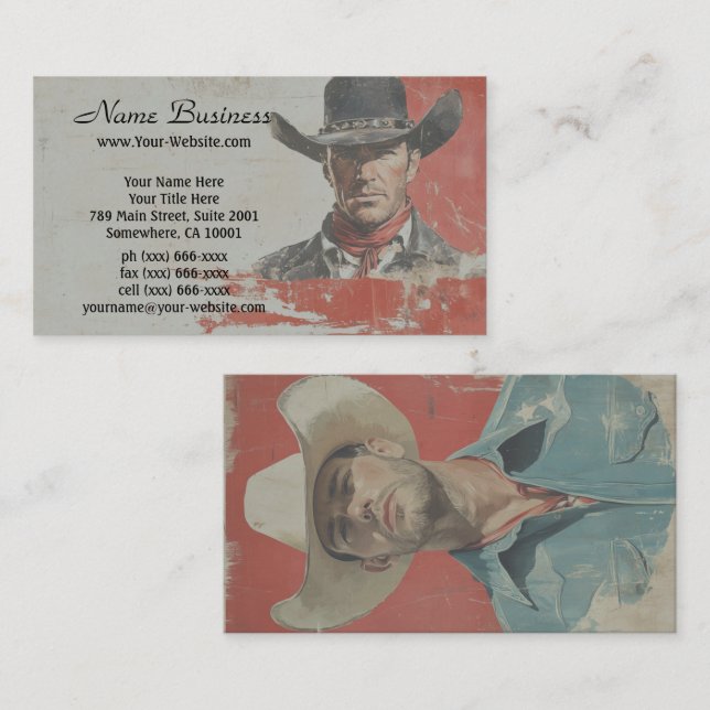 Wild West Icon: 1950s Vintage Cowboy Business Card (Front/Back)