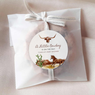 Wild West Little Cowboy Baby Shower Classic Round Sticker