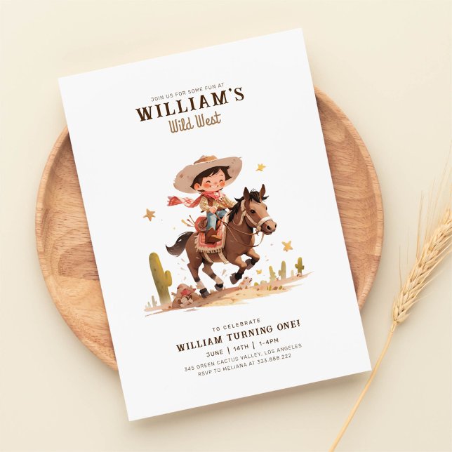 Wild West Modern Cowboy Birthday Invitation (Creator Uploaded)