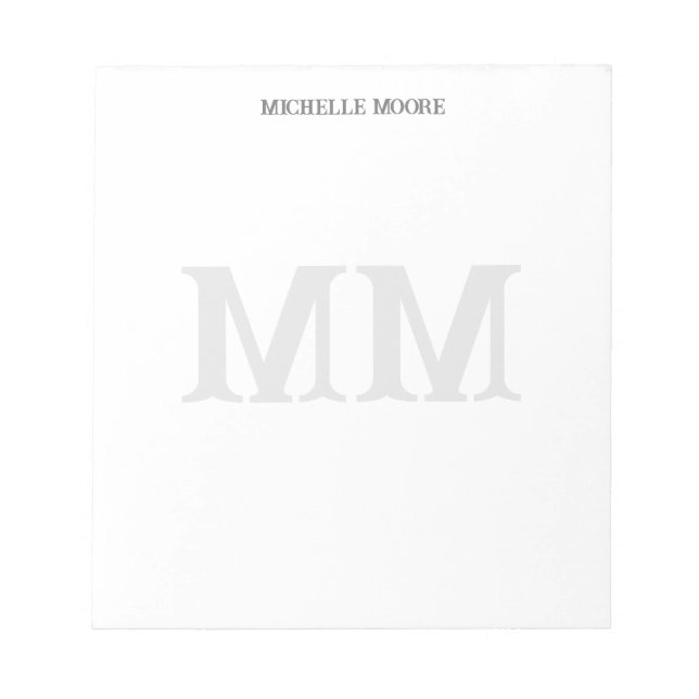  Wild West Monogram Grey White Modern Minimalist Notepad (Front)