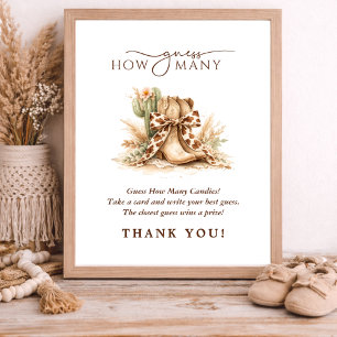 Wild West Neutral Baby Shower Guess How Many Poster
