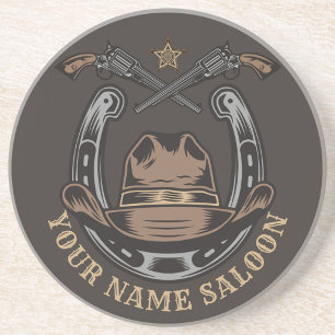 Wild West Revolver Horseshoe Western Cowboy Saloon Coaster